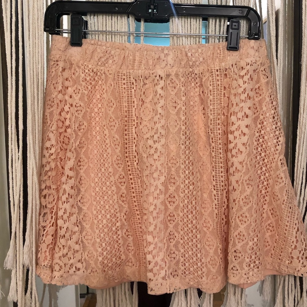 Peach lace skater skirt